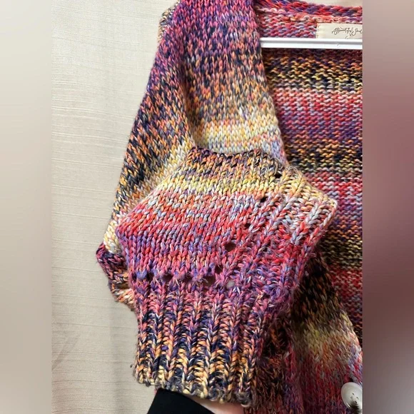Beautiful Soul Chunky Knit Cardigan Oversized XXL 2XL Heavy Multicolor Boho - Picture 4 of 9